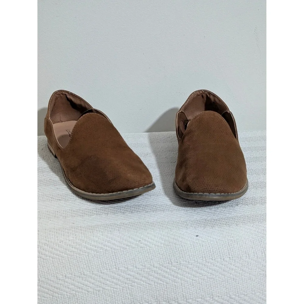 Indigo Rd Women's Brown Faux Suede Pointed Toe Slip On Loafer Flats Shoes Sz 8